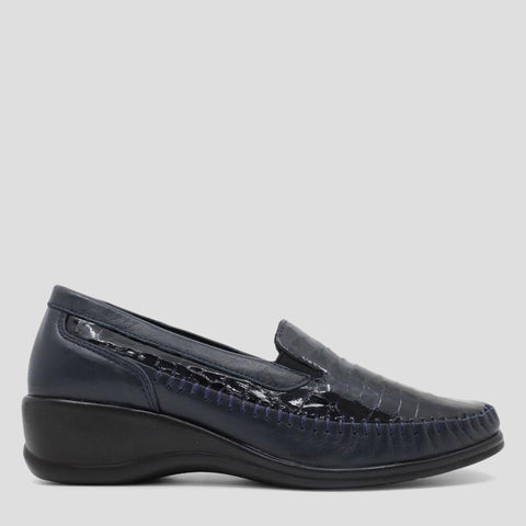 IRENE - NAVY CROC PATENT LEATHER