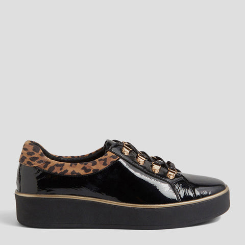 ZABBEY - BLACK-TAN LEOPARD PATENT SUEDE